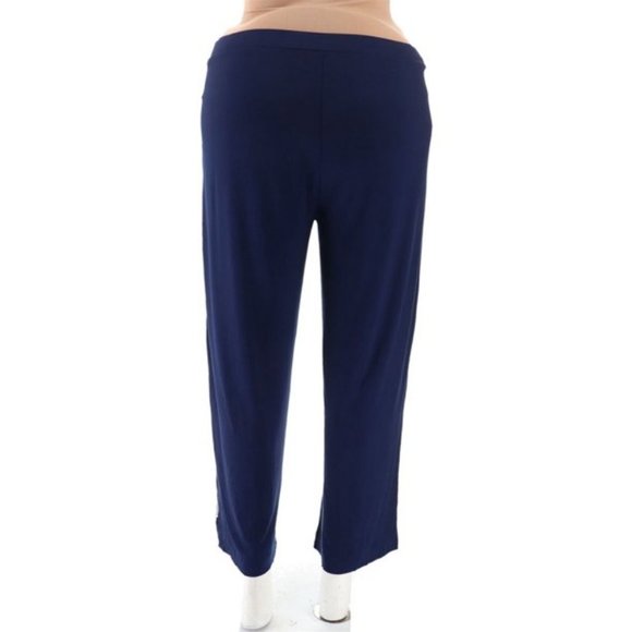 NWT DENNIS BASSO WIDE-LEG TUXEDO PULL-ON PANTS NAVY XXS - Picture 4 of 9